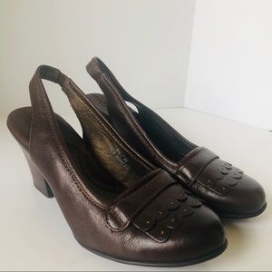 Born Womens Brown Leather Sling Backs